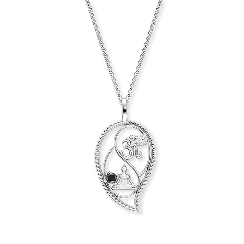 Engelsrufer Damen Halskette aus Sterling Silber mit Anhänger Yin Yang Tropfen – besetzt mit Zirkonia Steinen – Länge: 42+4+4 cm von Engelsrufer
