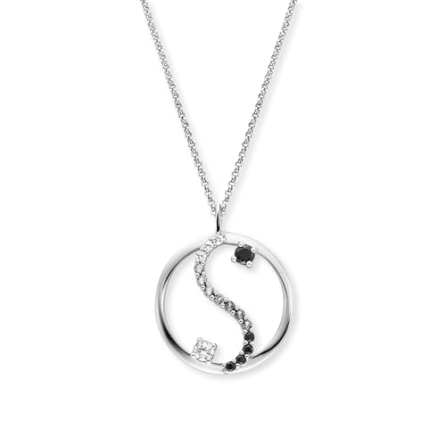 Engelsrufer Damen Halskette aus Sterling Silber mit Anhänger Yin Yang – besetzt mit Zirkonia Steinen – Länge: 42+4+4 cm von Engelsrufer