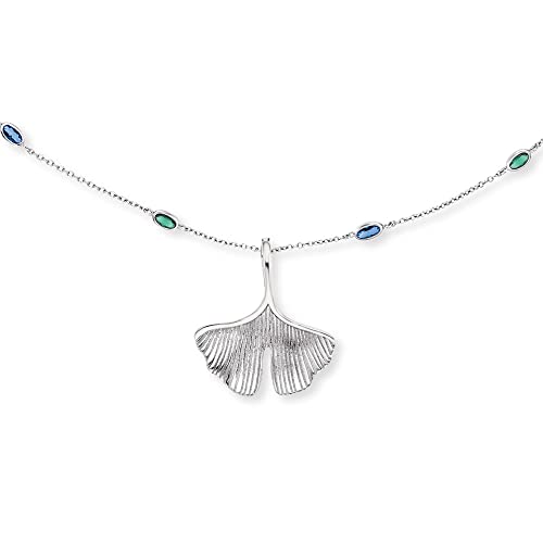 Engelsrufer Damen Halskette aus Sterling Silber mit Ginkgo, Libelle und Schmetterling Anhängern - besetzt mit 12 farbigen Zirkonia Steinen - ohne Verschluss - nickelfrei von Engelsrufer