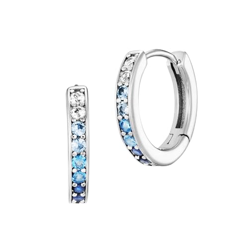 Engelsrufer Damen Ocean Creolen aus Sterling Silber - besetzt mit 20 weißen bis blauen Zirkonia Steinen - Clipverschluss - nickelfrei von Engelsrufer