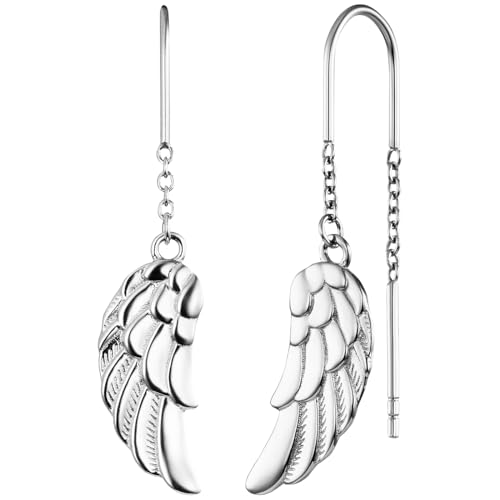 Engelsrufer Damen Ohrhänger aus Sterling Silber mit Flügel Anhänger in Silber mit Hakenverschluss, nickelfrei, Größe: 8mm, ERE-FLYWING von Engelsrufer