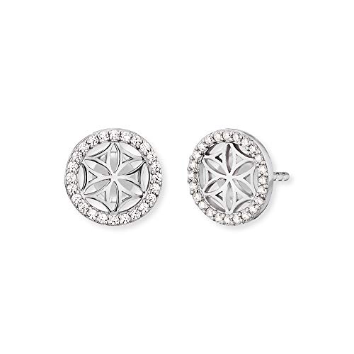 Engelsrufer Damen Ohrringe Ohrstecker Lebensblume aus Sterling Silber - Steckverschluss - besetzt mit 48 weißen Zirkonia Steinen - nickelfrei - 10mm von Engelsrufer