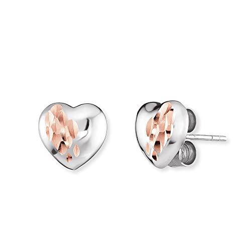 Engelsrufer Damen Ohrstecker Herz Bicolor aus Sterling Silber in silber und roségold - Steckverschluss - nickelfrei - 9mm von Engelsrufer