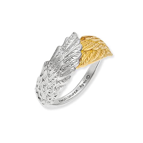 Engelsrufer Damen Ring Flügel Symbol aus Sterling Silber Bicolor in Silber und Gold - Größenverstellbar - nickelfrei von Engelsrufer