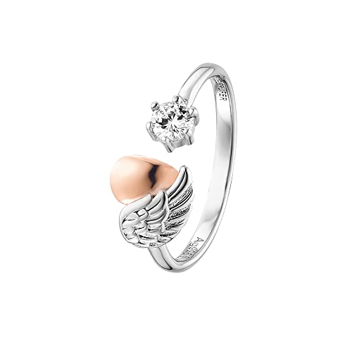 Engelsrufer Damen Ring Herzflügel aus Sterling Silber - besetzt mit einem Zirkonia Stein - größenverstellbar - nickelfrei von Engelsrufer