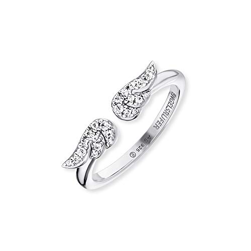 Engelsrufer Damen-Ring aus 925 Sterling Silber mit Engelsflügeln und Zirkonia, Größenverstellbar, ERR-LILWING-ZI von Engelsrufer