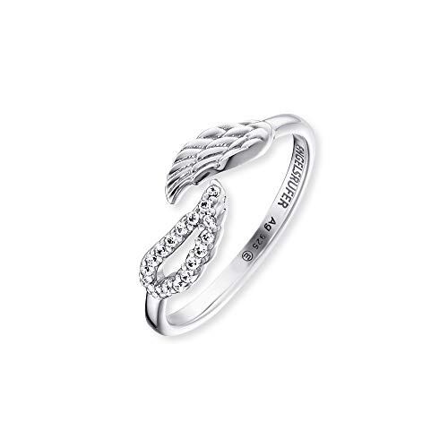 Engelsrufer Damen-Ring aus 925 Sterling Silber mit Engelsflügeln und Zirkonia, Größenverstellbar, ERR-TWINWING-ZI von Engelsrufer