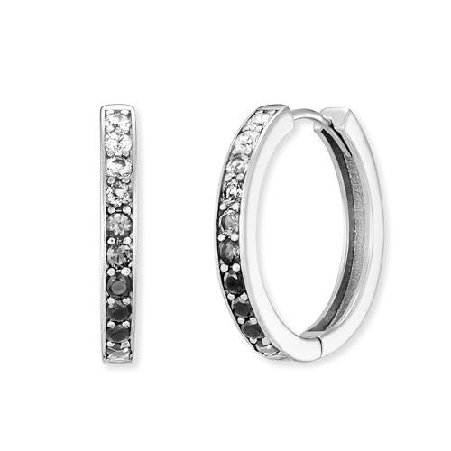 Engelsrufer Damen Shade Creolen aus Sterling Silber - besetzt mit 26 weißen bis schwarzen Zirkonia Steinen - Clipverschluss - nickelfrei von Engelsrufer