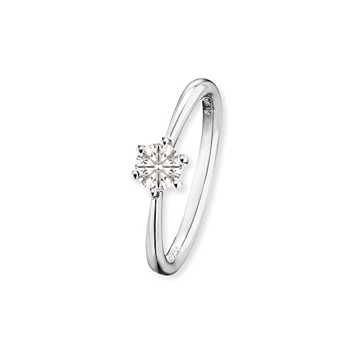 Engelsrufer Damen Ring Shiny aus Sterling Silber - besetzt mit einem weißen Zirkonia Stein - Größe 50 - nickelfrei - 15,9mm von Engelsrufer