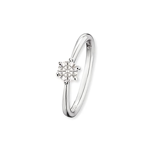 Engelsrufer Damen Ring Shiny aus Sterling Silber - besetzt mit einem weißen Zirkonia Stein - Größe 52 - nickelfrei von Engelsrufer