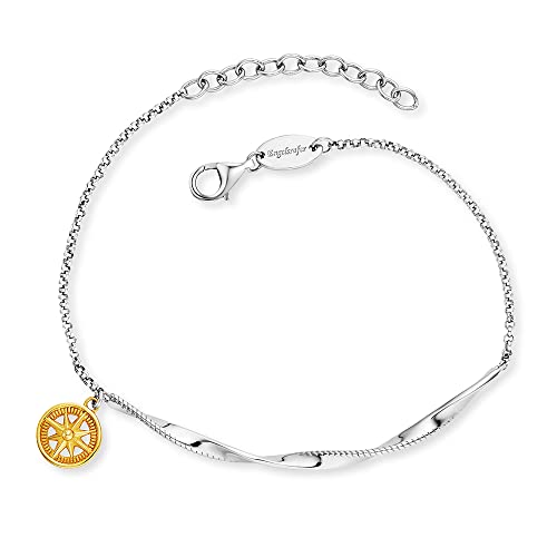 Engelsrufer Damen Twist Armband Aloha aus Sterling Silber mit Kompass Anhänger in Gold - Karabinerverschluss - längenverstellbar- nickelfrei von Engelsrufer