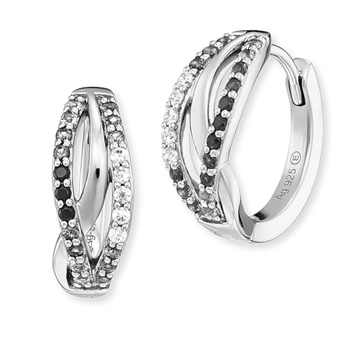 Engelsrufer Damen Yin Yang Infinity Creolen aus Sterling Silber - besetzt mit 44 weißen bis schwarzen Zirkonia Steinen - Clipverschluss - nickelfrei von Engelsrufer