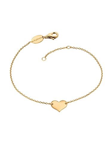 Engelsrufer Damen-Armband mit Herz-Anhänger aus Sterling-Silber in der Farbe Gold, Länge: 17 + 3cm, ERB-LILHEART-G von Engelsrufer