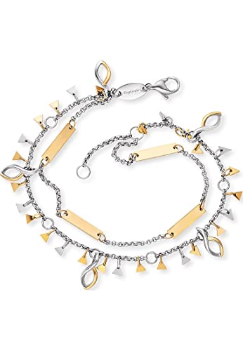 Engelsrufer Duo Damen Triangle Armband und Fußkettchen aus Sterling Silber bicolor - Charmelemente in silber und gold - Karabinerverschluss - nickelfrei von Engelsrufer