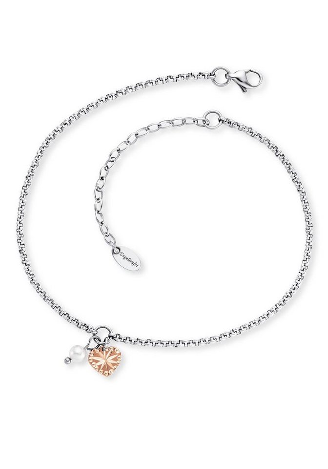 Engelsrufer Fußkette Herz, mit Süßwasserzuchtperle von Engelsrufer