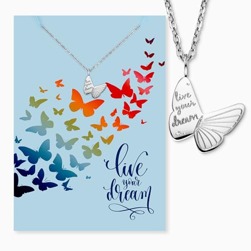 Grußkarte Dream mit Halskette Edelstahl Silber – Träume verschenken – Hochwertiges Schmuckgeschenk mit Bedeutung von Engelsrufer