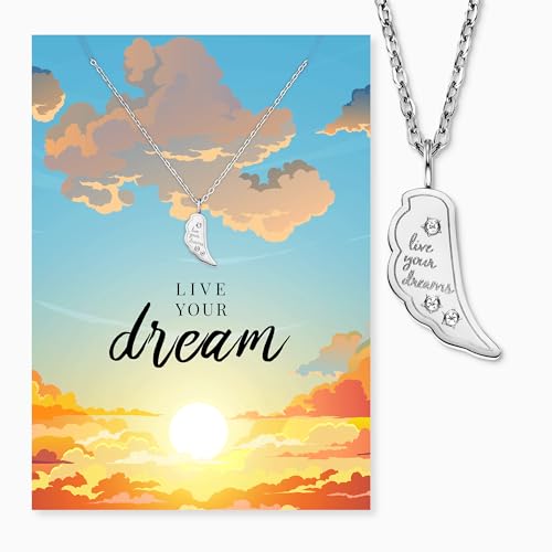 Grußkarte Live Your Dream mit Halskette Edelstahl Silber – Ermutigendes Geschenk – Motivierende Botschaft & Schmuckstück von Engelsrufer