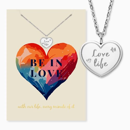 Grußkarte Love mit Halskette Edelstahl Silber – Geschenk für Frauen – Emotionale Karte mit Schmuck – Liebe zeigen mit Stil von Engelsrufer