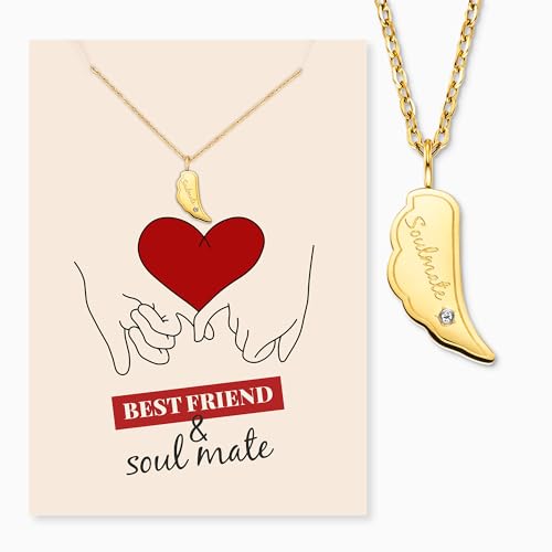 Engelsrufer Grußkarte Soulmate mit Halskette Edelstahl Gold – Liebevolles Geschenk für beste Freundin oder Partnerin – Emotion & Stil von Engelsrufer