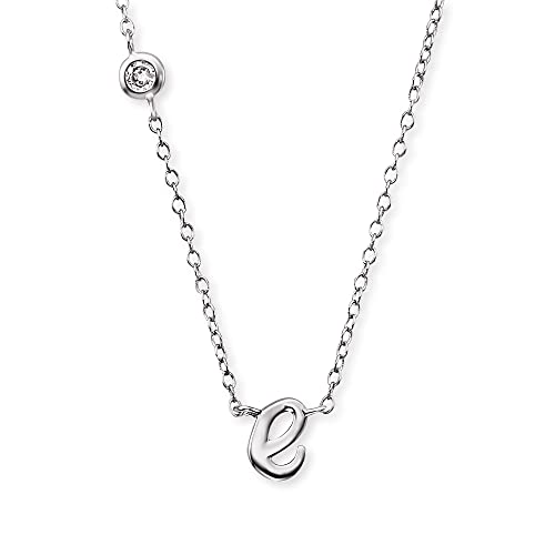 Engelsrufer Halskette aus Sterling Silber mit Anhänger Buchstabe E - besetzt mit einem Zirkonia Stein - in zwei Längen verstellbar - Länge: 44cm von Engelsrufer