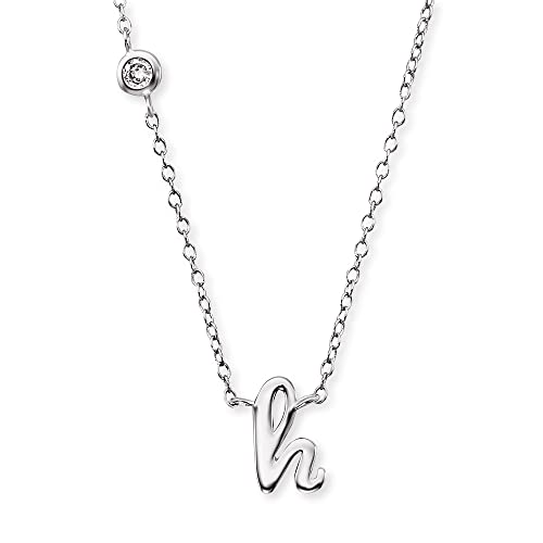Engelsrufer Halskette aus Sterling Silber mit Anhänger Buchstabe H - besetzt mit einem Zirkonia Stein - in zwei Längen verstellbar - Länge: 44cm von Engelsrufer