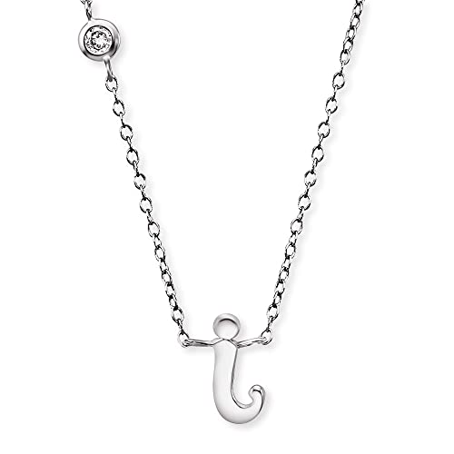 Engelsrufer Halskette aus Sterling Silber mit Anhänger Buchstabe I - besetzt mit einem Zirkonia Stein - in zwei Längen verstellbar - Länge: 44cm von Engelsrufer
