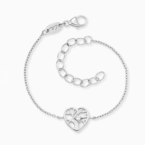 Engelsrufer Herzengel Mädchen Kinder Armband aus Sterling Silber und einem silbernen Herz Anhänger - besetzt mit einem Zirkonia - Karabinerverschluss - längenverstellbar - nickelfrei von Engelsrufer