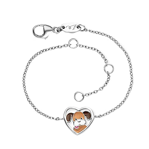 Engelsrufer Herzengel längenverstellbares Armband für Kinder aus Sterling-Silber mit Anhänger aus Emaille - Karabinerverschluss - Ankerkette - Länge: 16 cm von Engelsrufer