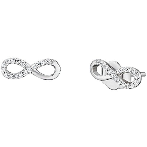 Engelsrufer Infinity Ohrstecker für Damen 925er Sterlingsilber besetzt mit 34 weißen Zirkonia Größe 12 mm von Engelsrufer