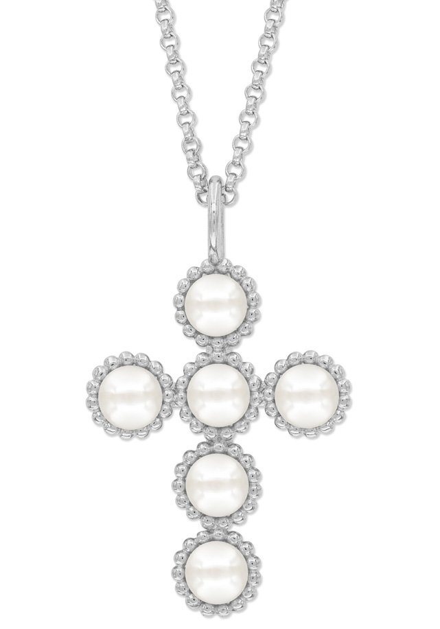 Engelsrufer Kette mit Anhänger Halskette, Perlen, Kreuz, ERN-GLORY-CROSS, mit Muschelkernperle von Engelsrufer