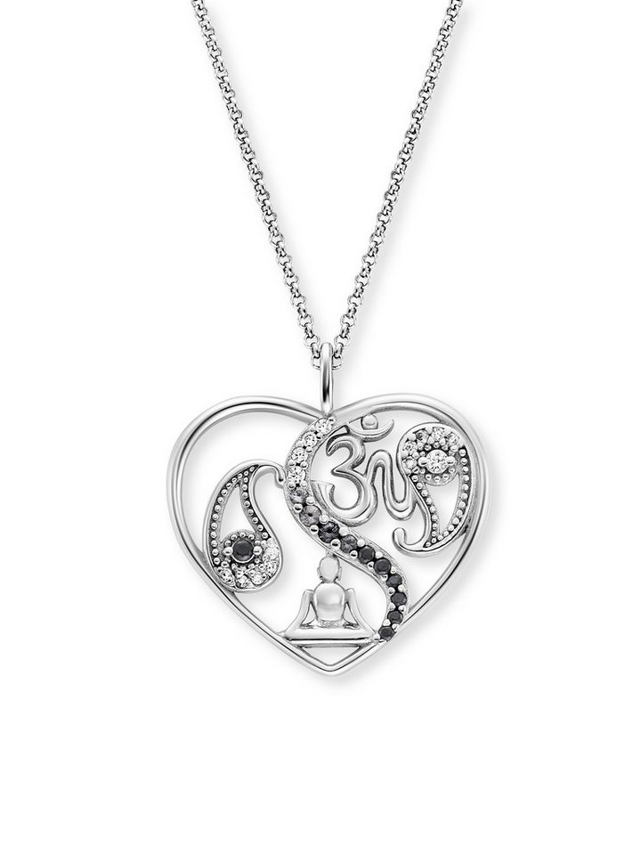 Engelsrufer Kette mit Anhänger Yin Yang Herz Balance Tropfen Buddha und Om, Made in Germany - mit Zirkonia (synth) von Engelsrufer