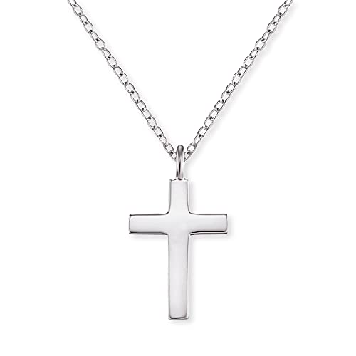 Engelsrufer Damen Halskette aus Sterling Silber und schlichtem Kreuz Anhänger silber - Karabinerverschluss - in zwei Längen verstellbar - Länge: 42cm von Engelsrufer