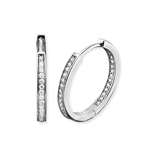 Engelsrufer Lisa Creole für Damen 925er-Sterlingsilber Weiße Zirkonia Größe 24 mm von Engelsrufer