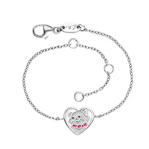 Engelsrufer Herzengel längenverstellbares Armband für Kinder aus Sterling-Silber mit Anhänger aus Emaille - Karabinerverschluss - Ankerkette - Länge: 16 cm von Engelsrufer