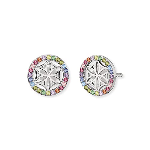 Engelsrufer Damen Ohrstecker Lebensblume aus Sterling Silber, multicolor Zirkonia Steine, Steckverschluss, nickelfrei von Engelsrufer