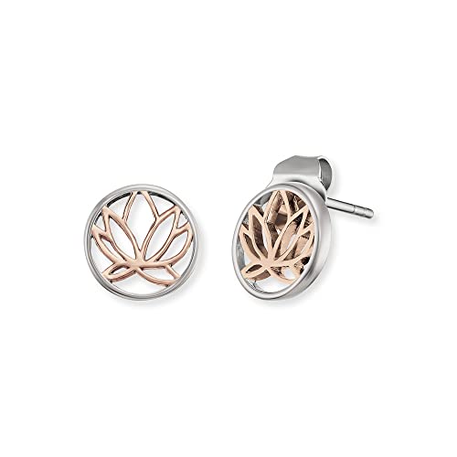 Engelsrufer Lotus Ohrstecker ERE-LILLOTUS-BI-ST, rhodiniertes 925 Sterlingsilber, Bicolor Roségold Silber, Butterfly-Verschluss, 1 x 1 cm von Engelsrufer