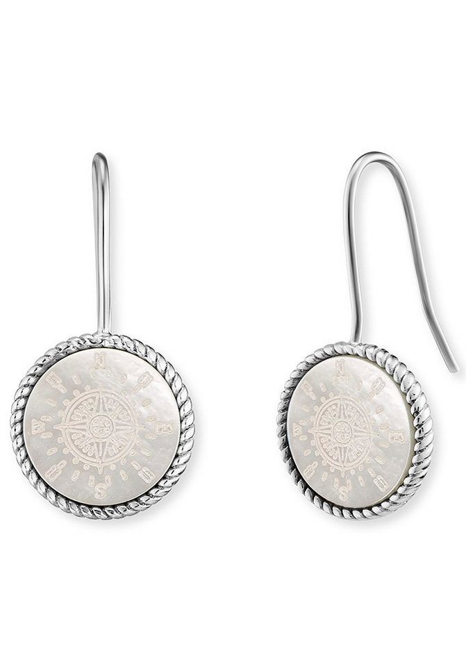 Engelsrufer Paar Ohrhaken Windrose Ornament, mit Perlmutt (synth) von Engelsrufer