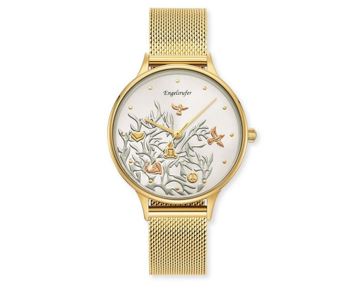Engelsrufer Quarzuhr Engelsrufer Damen Uhr ERWA-TREE01-MG-MG Edelstahl vergoldet Milanaiseb, (1-tlg) von Engelsrufer