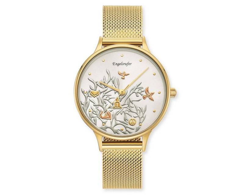 Engelsrufer Quarzuhr Engelsrufer Damen Uhr ERWA-TREE01-MG-MG Edelstahl vergoldet Milanaiseb, (1-tlg) von Engelsrufer