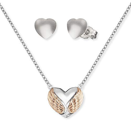 Engelsrufer Set ERMT-LILHEART8-BI Halskette und Ohrstecker Sterling Silber rosé von Engelsrufer