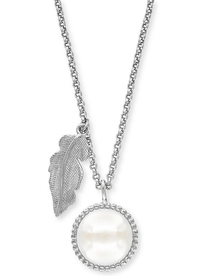 Engelsrufer Silberkette Engelsrufer Damen-Kette 925er Silber, Perle Feder von Engelsrufer