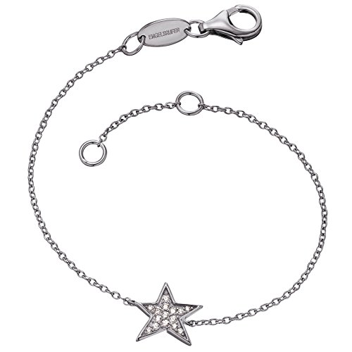 Engelsrufer Stern Armband für Damen rhodiniertes 925er-Sterlingsilber mit 15 weißen Zirkonia Länge 16 cm + 2 cm von Engelsrufer