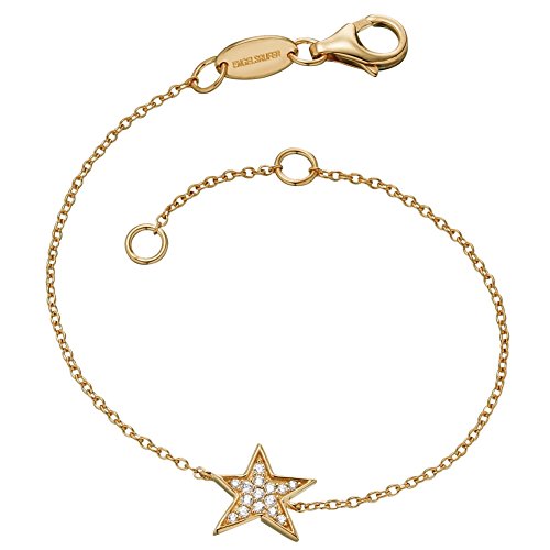 Engelsrufer Stern Armband für Damen vergoldetes 925er-Sterlingsilber mit 15 weißen Zirkonia Länge 16 cm + 2 cm von Engelsrufer