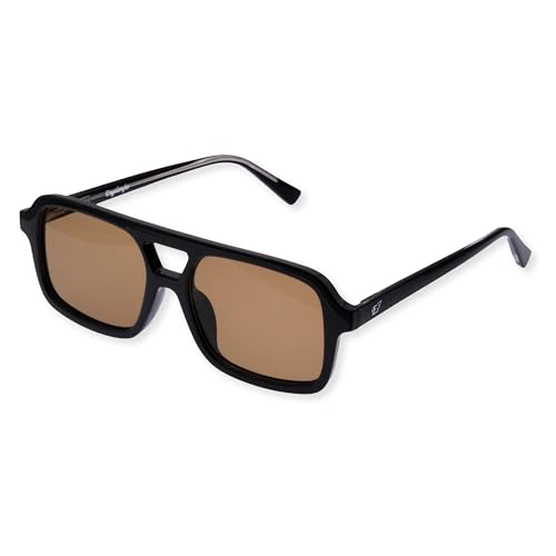 Engelsrufer Unisex Sonnenbrille mit Etui & Mikrofaser-Tuch – Schwarzer Kunststoffrahmen, braune Gläser – UV400 Schutz, Filterklasse 3 von Engelsrufer