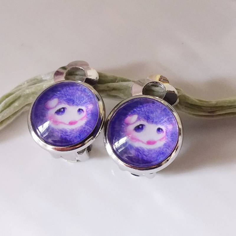 Mädchen Ohrclips/ Igel/ Clip On /Kinder Ohrclips /Mädchen Ohrringe/Lila/ Geschenk von Engelswunsch