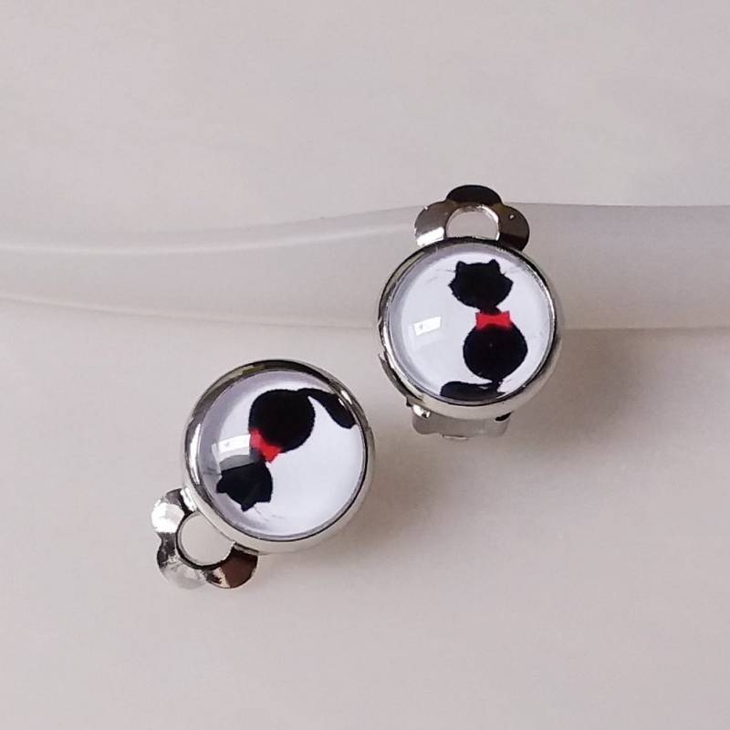 Mädchen Ohrclips/Ohrstecker Katze/Kätzchen /Cabochon Ohrringe /Edelstahl /Kinder Ohrclips/ Kinderschmuck von Engelswunsch