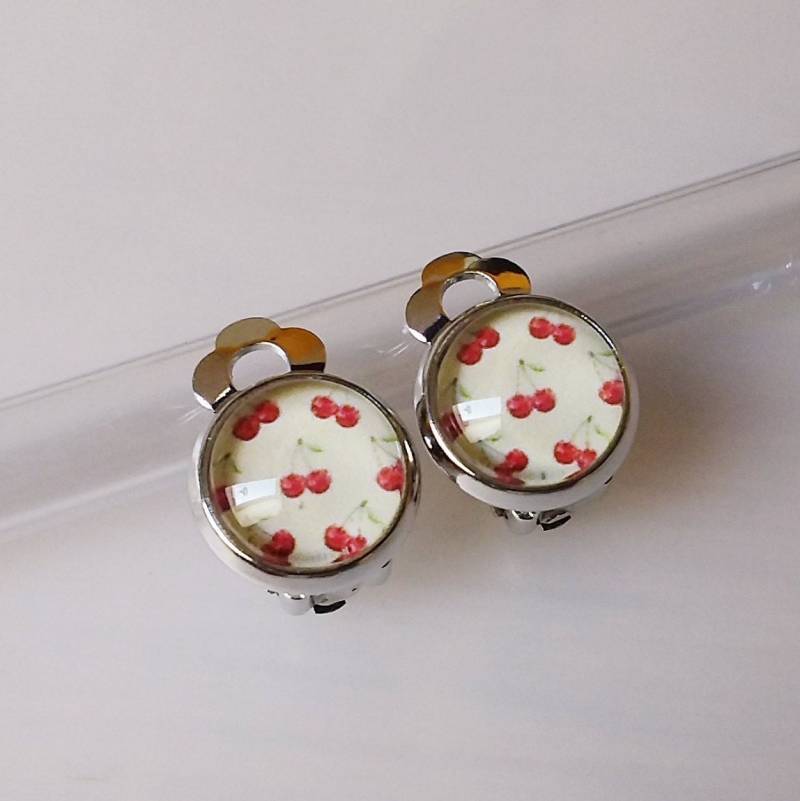 Mädchen Ohrclips Oder Ohrstecker Kirschen /Kinder Ohrringe /Mädchen Ohrringe/ Farbe Silber/ Geschenk von Engelswunsch