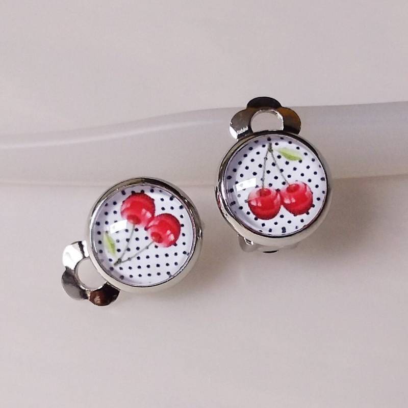 Mädchen Ohrclips Oder Ohrstecker Kirschen /Kinder Ohrringe /Mädchen Ohrringe/ Farbe Silber/ Geschenk von Engelswunsch