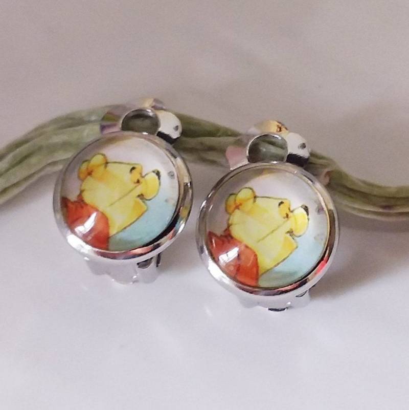 Ohrclips Mädchen /Clip Ohrringe /Kinder Clips /Mädchen/Bär/ Farbe Silber/ Geschenk von Engelswunsch