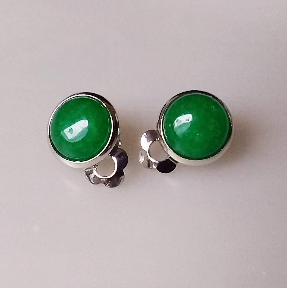 Ohrclips Mädchen /Clip Ohrringe Kinder/ Clip On /Jade Grün /Birthstones/Cabochon /Geburtsstein /Heilstein/ Geschenk Ohrclips Mädchen /Clip Ohrringe Kinder/ Clip On /Jade Grün /Birthstones/Cabochon /Geburtsstein /Heilstein/ Geschenk von Engelswunsch